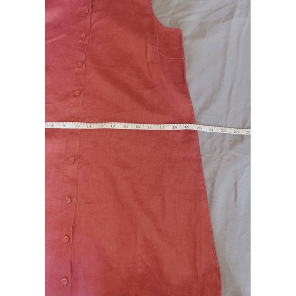 Garnet Hill Women's Dress  Linen Sleeveless Red Button Front Casual Shift Size 6 - Picture 11 of 14